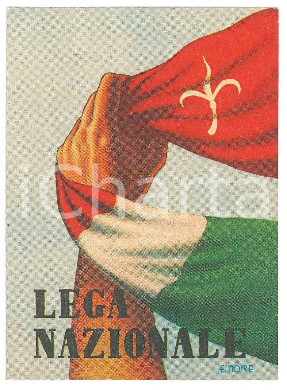Oggetto da collezione cartaceo 1955 TRIESTE  LEGA NAZIONALE Tessera di Alice RIEDEL  Ill. E. NOIRE 7x10 cm 1