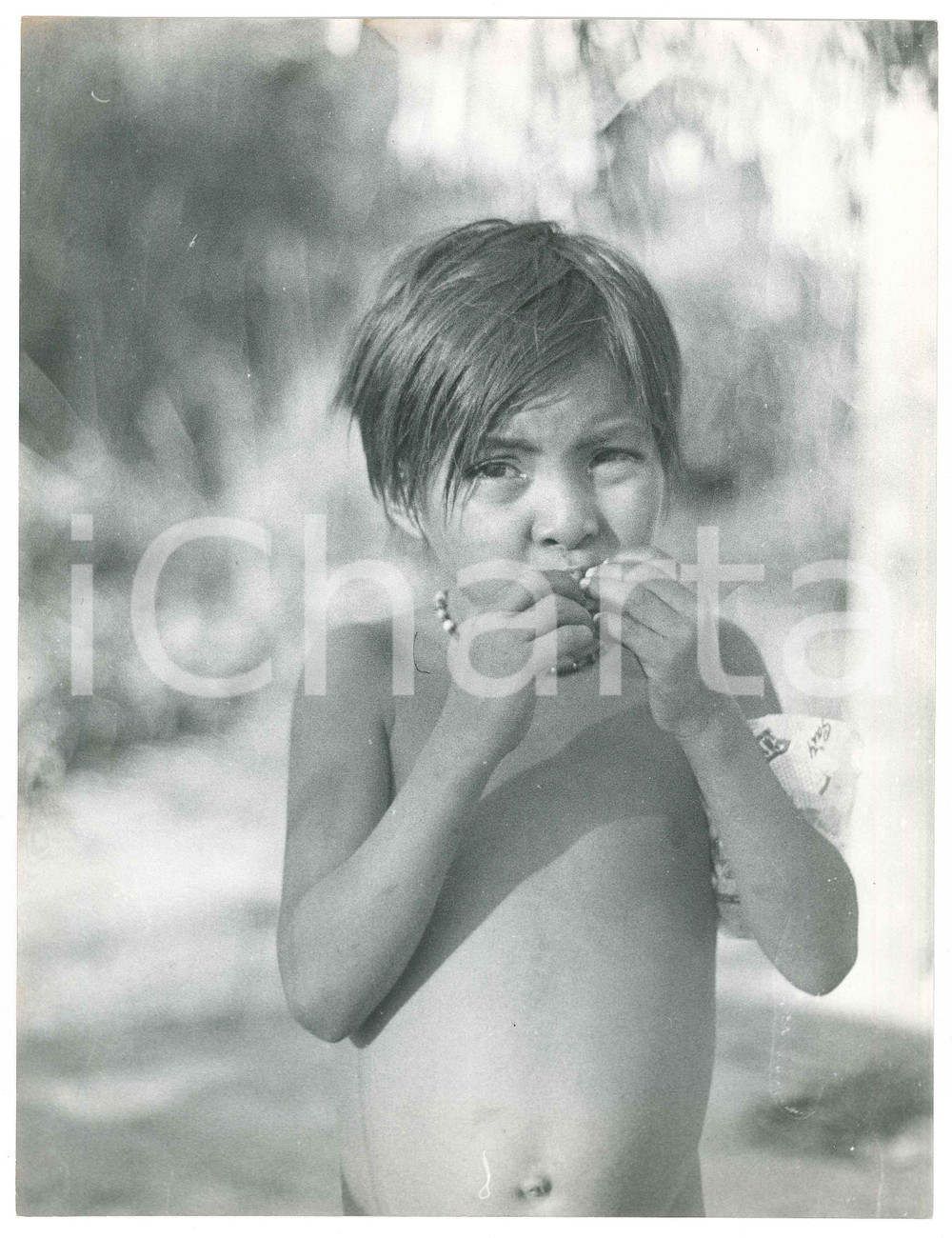 Fotografia d epoca originale 1970 ca COSTUME VENEZUELA Ritratto di bambina indigena  Foto 21x27 cm 1