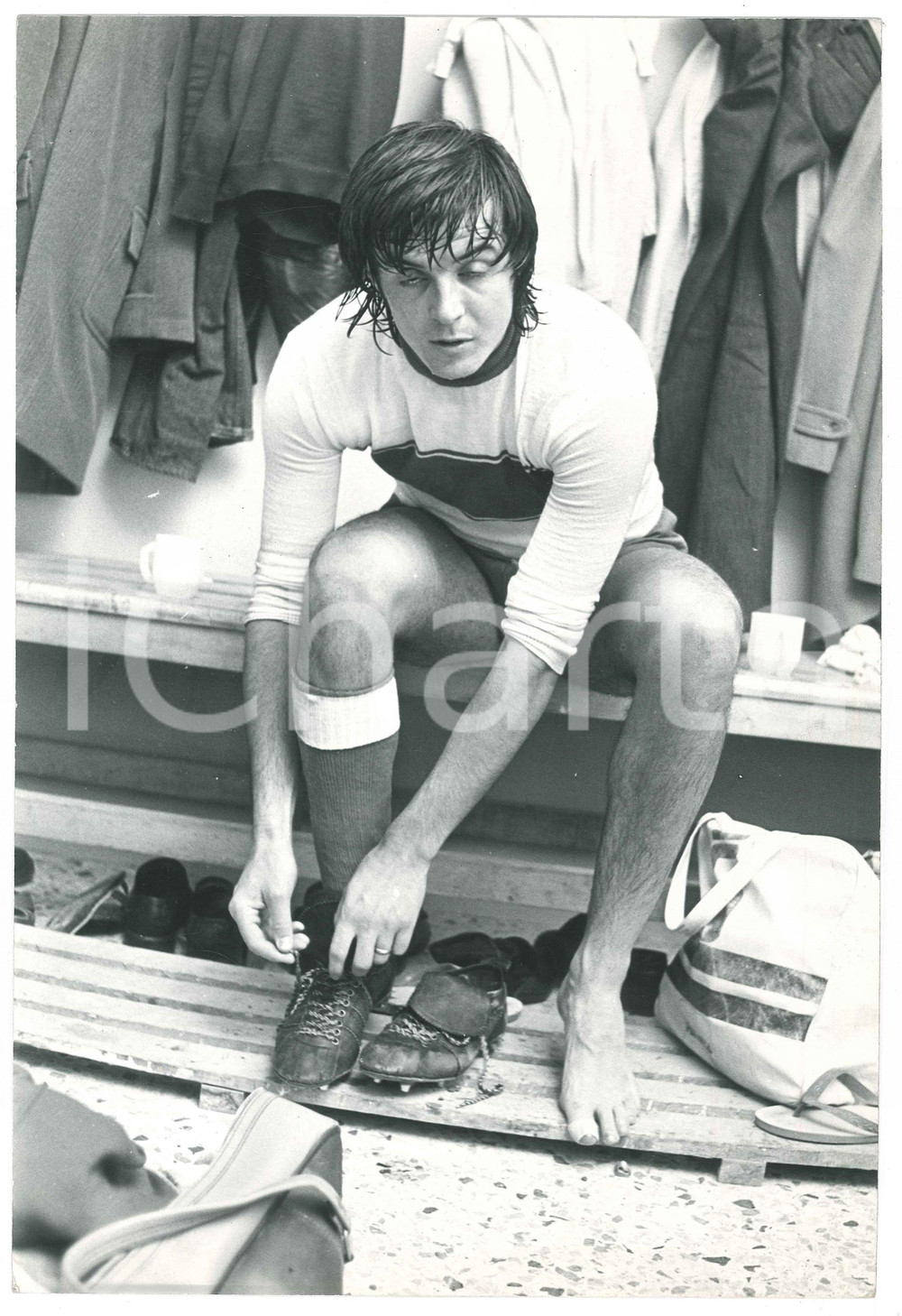 Fotografia d epoca originale 1970 ca ITALIA Adriano PANATTA  Partita di calcio 1 Foto 20x30 cm 1