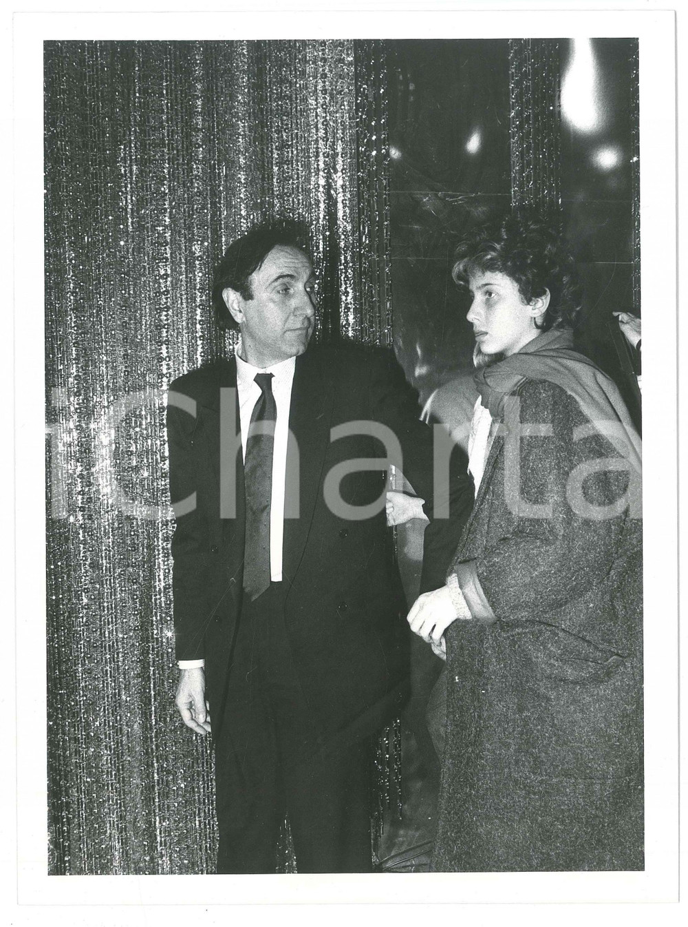 Fotografia d epoca originale 1985 ca RAI TV Pippo BAUDO con la figlia Tiziana dietro le quinte  Foto 20x25 1