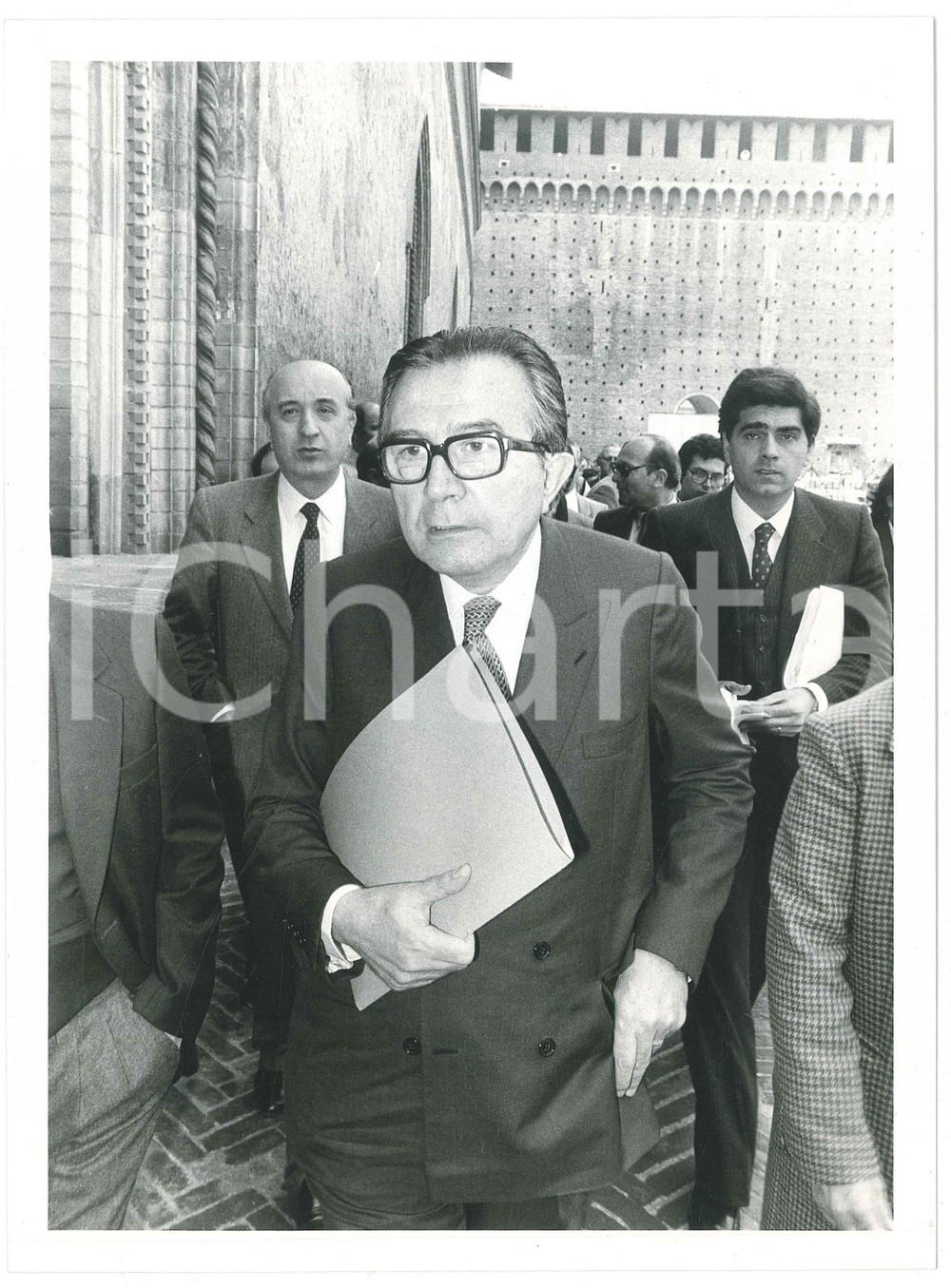 Fotografia d epoca originale 1985 MILANO Castello Sforzesco  DC  Giulio ANDREOTTI e Ciriaco DE MITA Foto 1