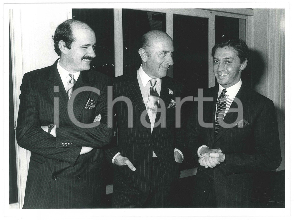 Fotografia d epoca originale 1985 ca MODA ITALIA Alessandro e Beppe MODENESE a un evento 2 Foto 24x18 cm 1