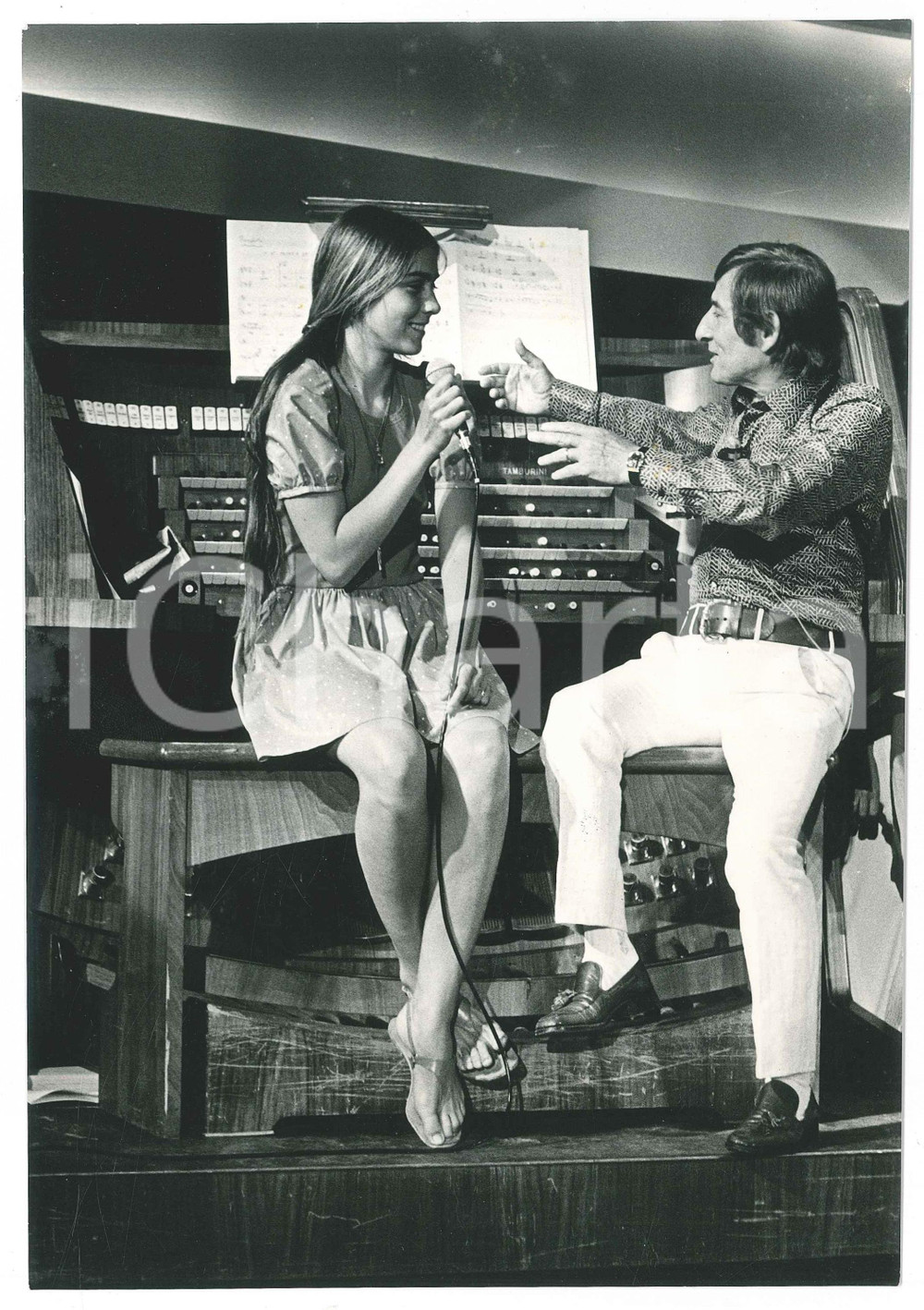 Fotografia d epoca originale 1972 RAI TV Senza rete Romina POWER e Renato RASCEL  Foto 17x24 cm 1