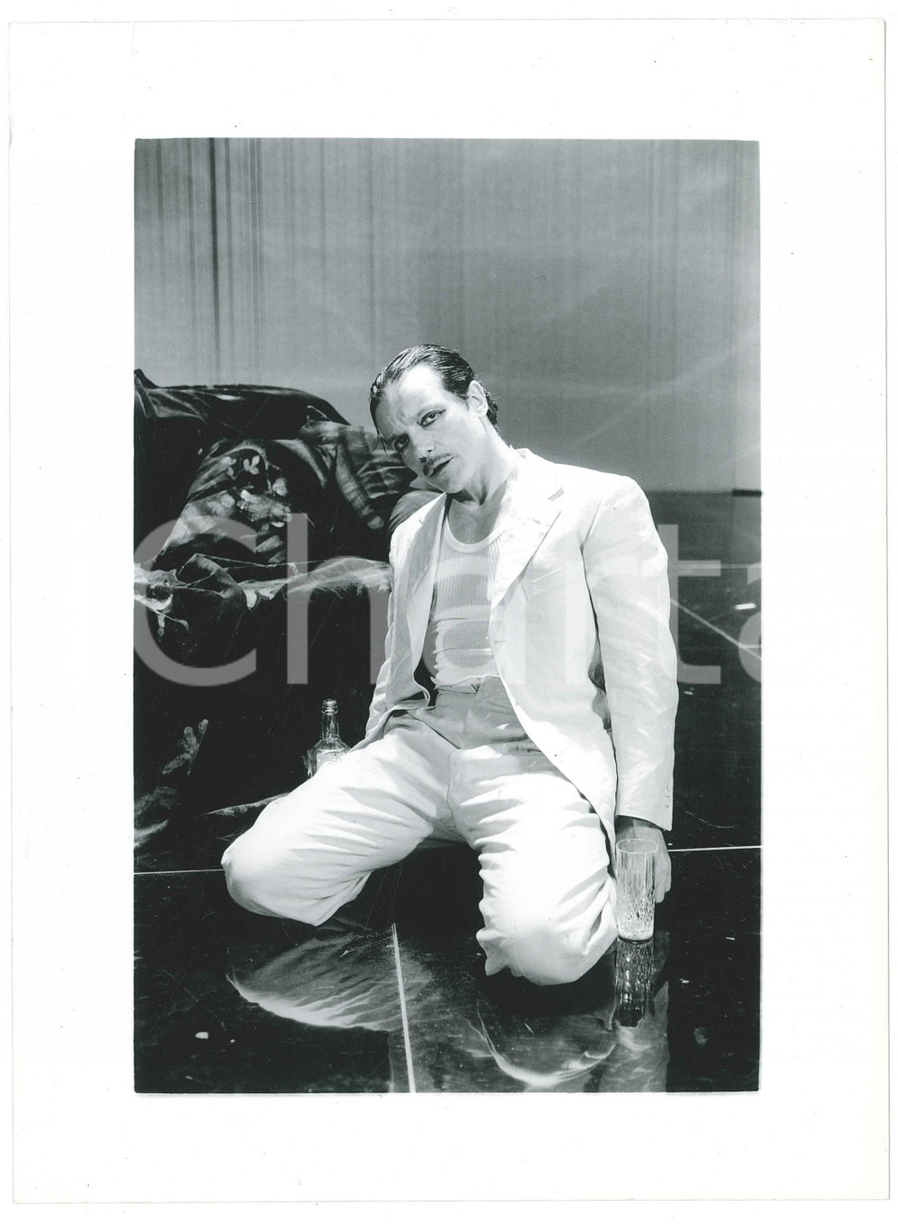 Fotografia d epoca originale 1988 TEATRO Hollywood di Giuseppe PATRONI GRIFFI  Massimo RANIERI Foto 17x24 1