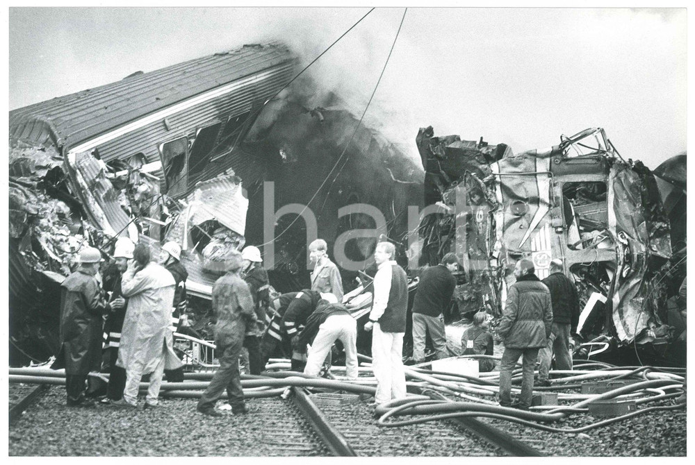 Fotografia d epoca originale 1987 LERUM  SWEDEN Train crash SJ Statens JÃ¤rnvÃ¤gar  Photo 24x16 cm 1