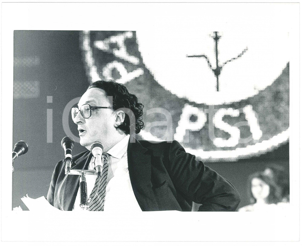 Fotografia d epoca originale 1985 ca PARTITO SOCIALISTA Gianni DE MICHELIS Politico PSI Foto 25x20 cm 11 1