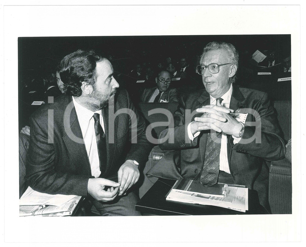 Fotografia d epoca originale 1985 ca ITALIA  POLITICA Giampaolo PANSA Ottaviano DEL TURCO Foto 25x20 cm 1
