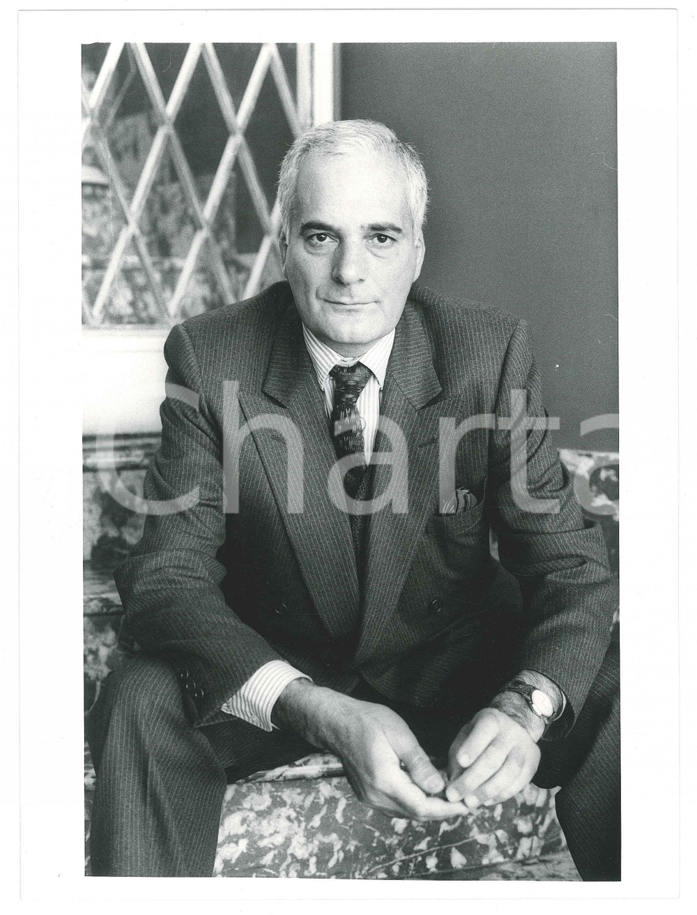 Fotografia d epoca originale 1985 ca ITALIA  COSTUME Ruggero SAVINO Ritratto del manager  Foto 24x18 cm 1