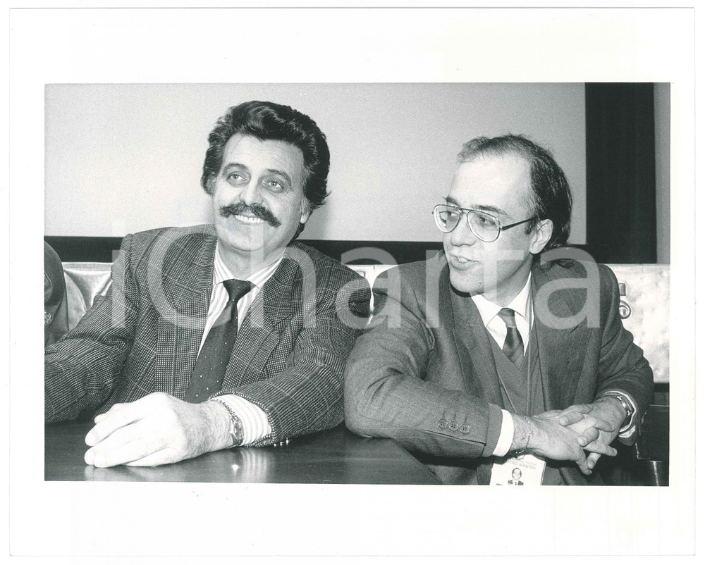 Fotografia d epoca originale 1985 ca FESTIVAL DI SANREMO Marco RAVERA Pino FASSOLA Foto 25x20 cm 1