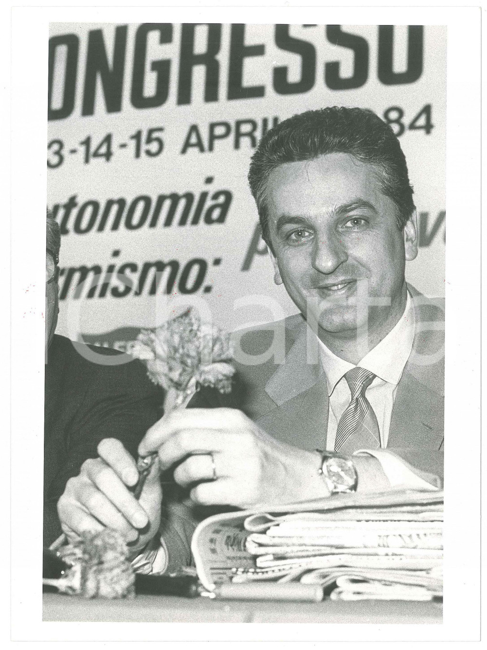 Fotografia d epoca originale 1984 MILANO  XXIV Congresso Provinciale PSI Ugo FINETTI Foto 24x18 cm 1