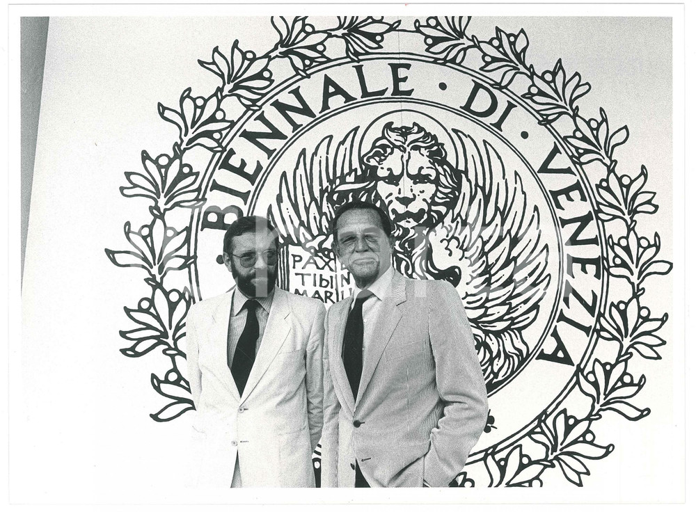 Fotografia d epoca originale 1985 VENEZIA Mostra del Cinema  Krzysztof ZANUSSI Vittorio GASSMAN Foto 1