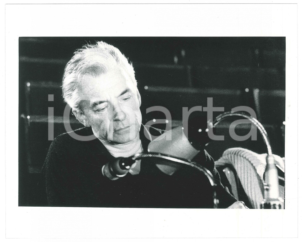Fotografia d epoca originale 1980 ca s. l. Herbert VON KARAJAN durante una sessione di prove Foto 1