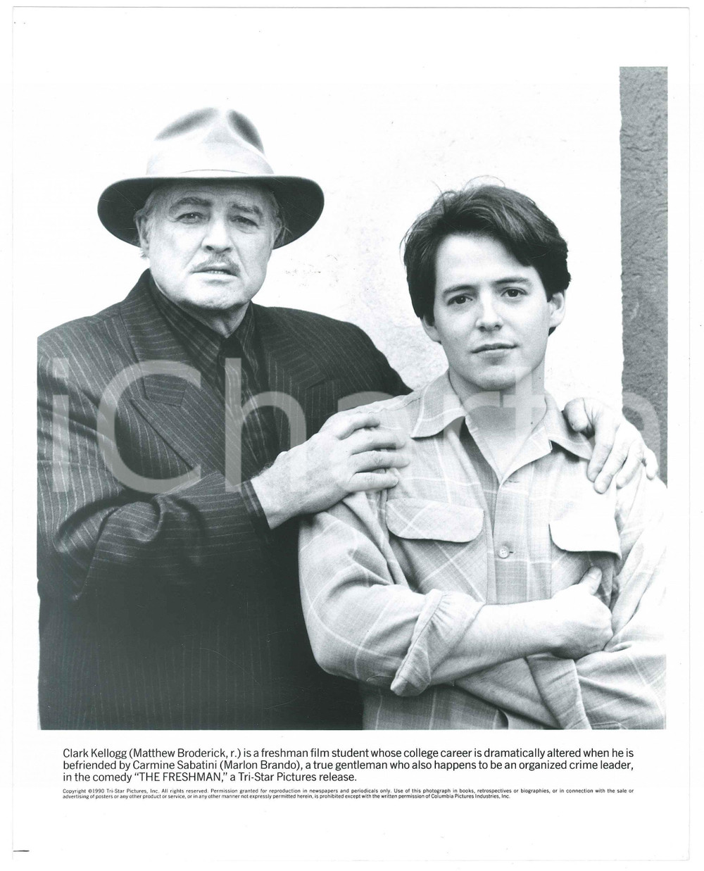 Materiale cinematografico d’epoca 1990 THE FRESHMAN Marlon BRANDO Matthew BRODERICK Photo 25x20 cm 1