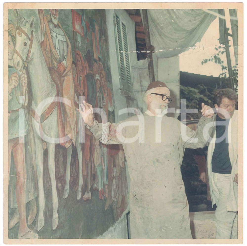Fotografia d epoca originale 1970 ca ARCUMEGGIA VA Aldo CARPI  Inaugurazione affresco S. Ambrogio Foto 1