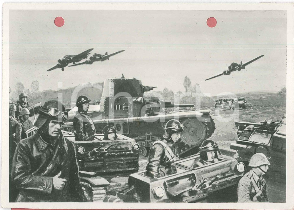 Cartolina originale da collezione 1941 WW2 Aviazione  Carri armati  Foto per cartolina ditta Paolo MARZARI 1