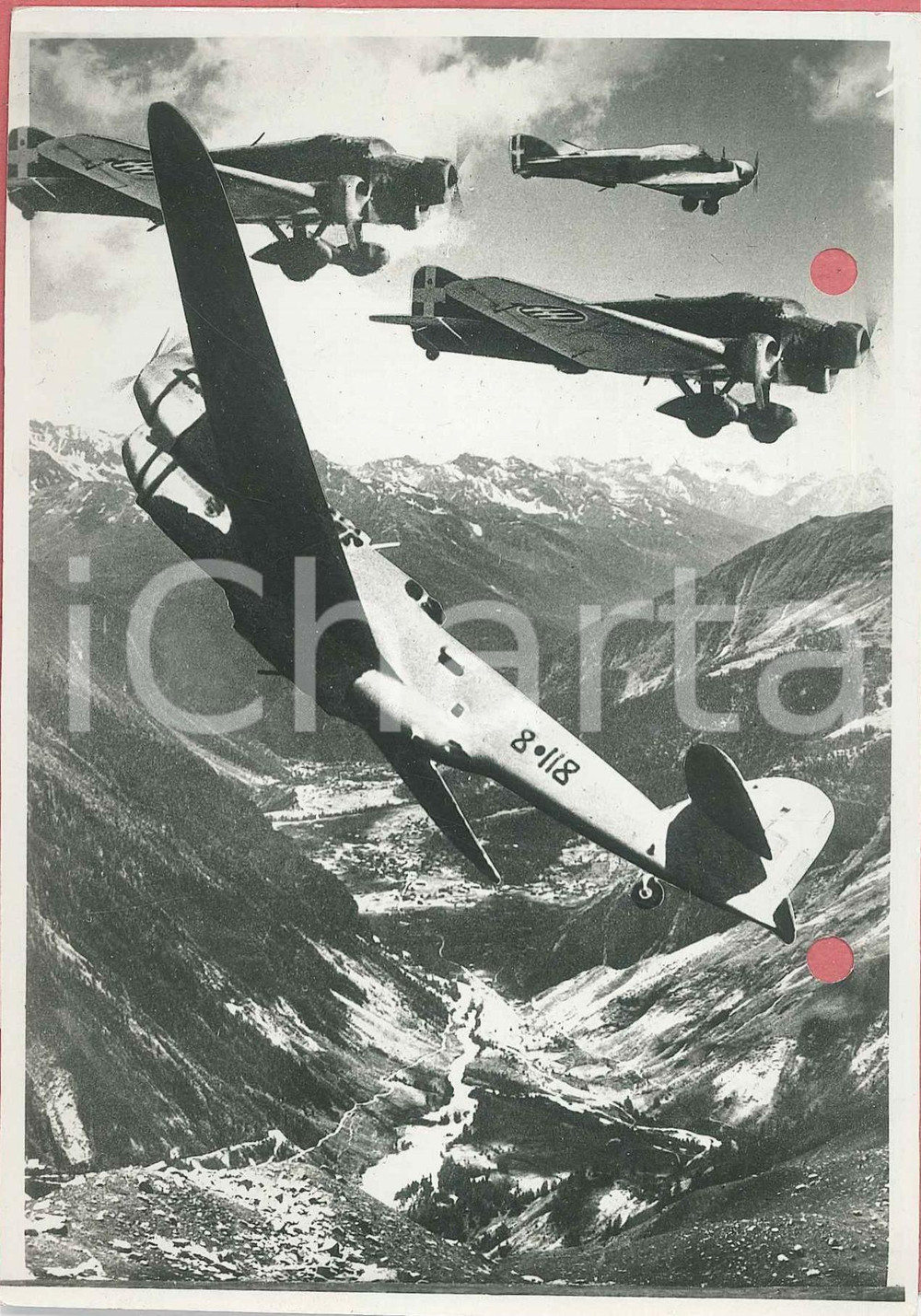 Cartolina originale da collezione 1941 WW2 Aviazione sulle Alpi  Foto per cartolina ditta Paolo MARZARI 1