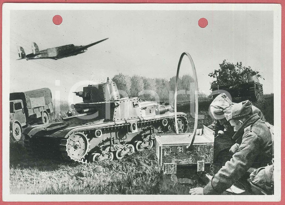 Cartolina originale da collezione 1940 WW2 Carri armati in postazione Foto per cartolina ditta Paolo MARZARI 1