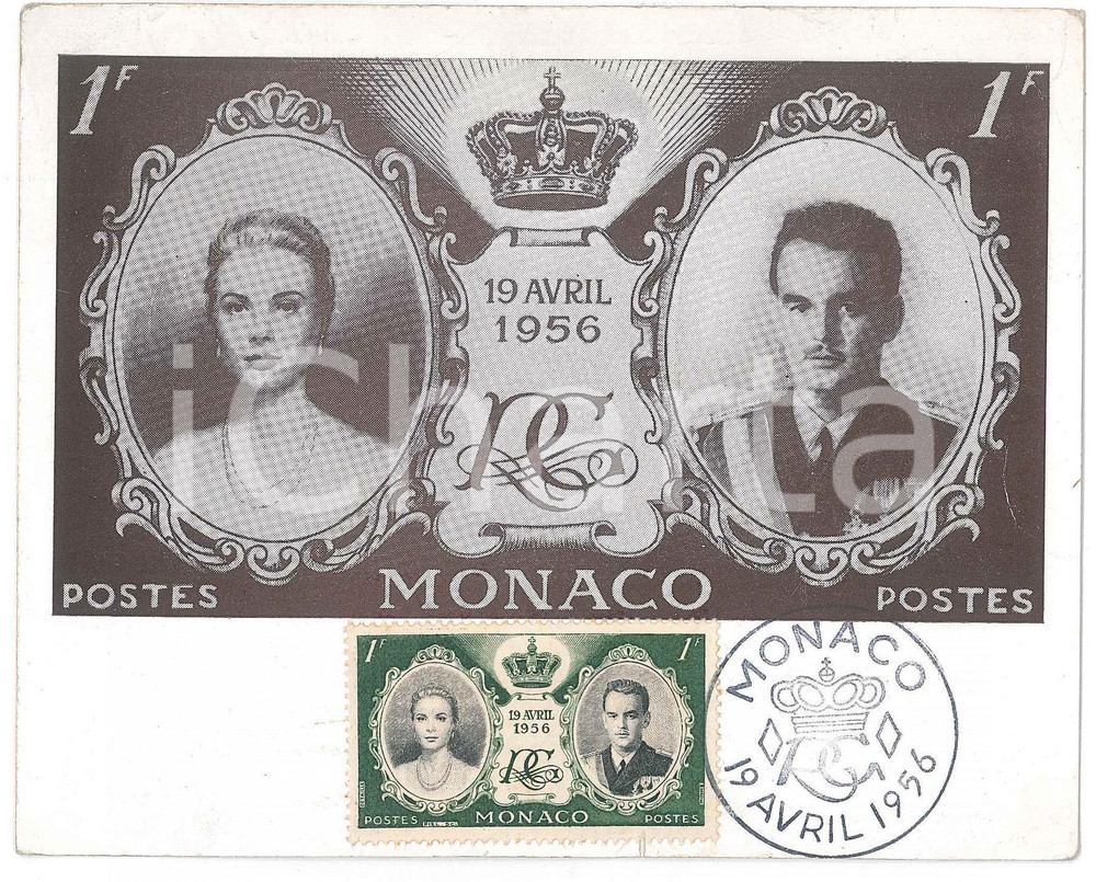 Cartolina originale da collezione 1956 MONACO ROYALTY Wedding Rainier III  Grace Kelly  Postcard FDC 1