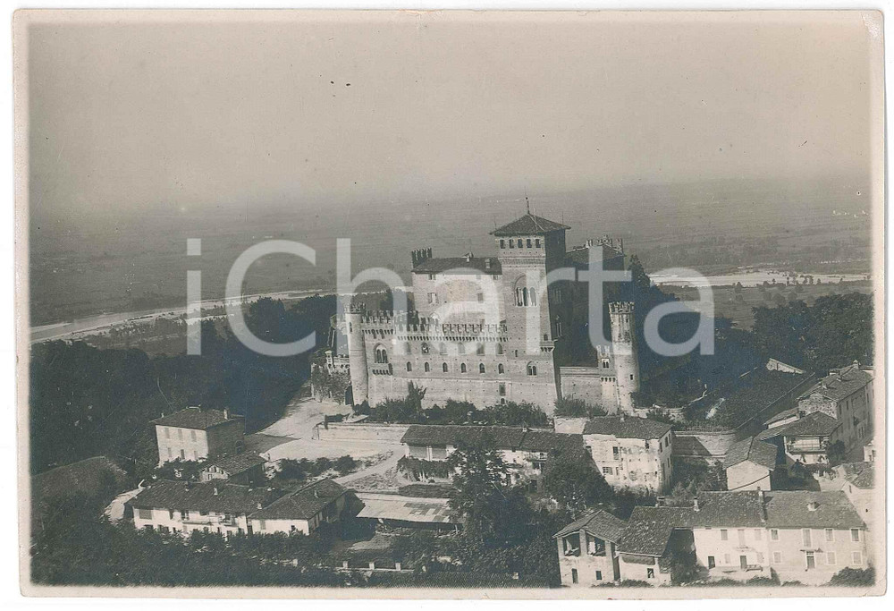 Fotografia d epoca originale 1930 ca MONCESTINO AL Veduta aerea del castello Foto 18x13 cm 1