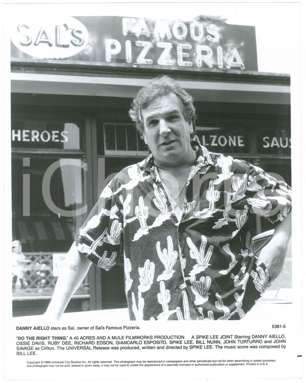 Materiale cinematografico d’epoca 1989 DO THE RIGHT THING Danny AIELLO Ritratto dell attore  Foto 20x25 cm 1