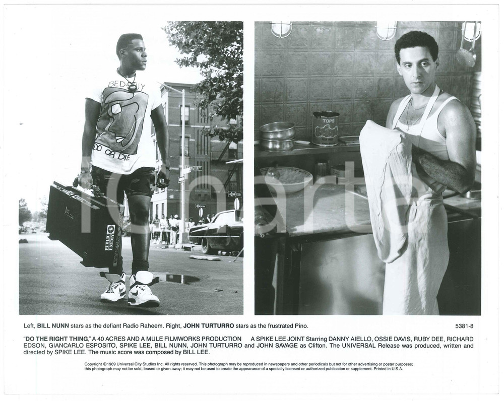 Materiale cinematografico d’epoca 1989 DO THE RIGHT THING Bill NUNN John TURTURRO  Foto 25x20 cm 1