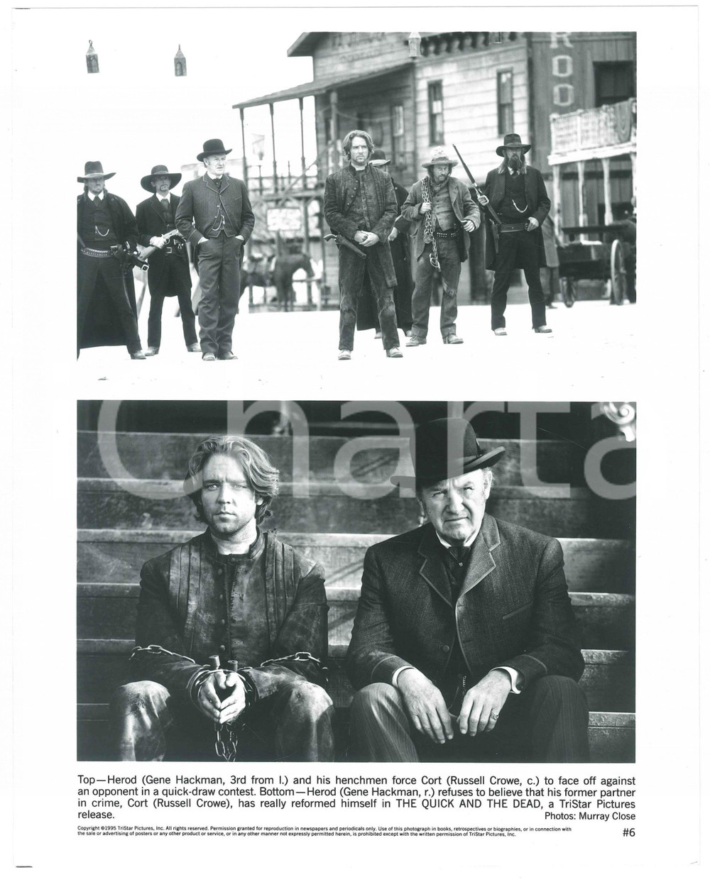 Materiale cinematografico d’epoca 1995 THE QUICK AND THE DEAD Gene HACKMAN Russell CROWE  Foto 25x20 cm 2 1