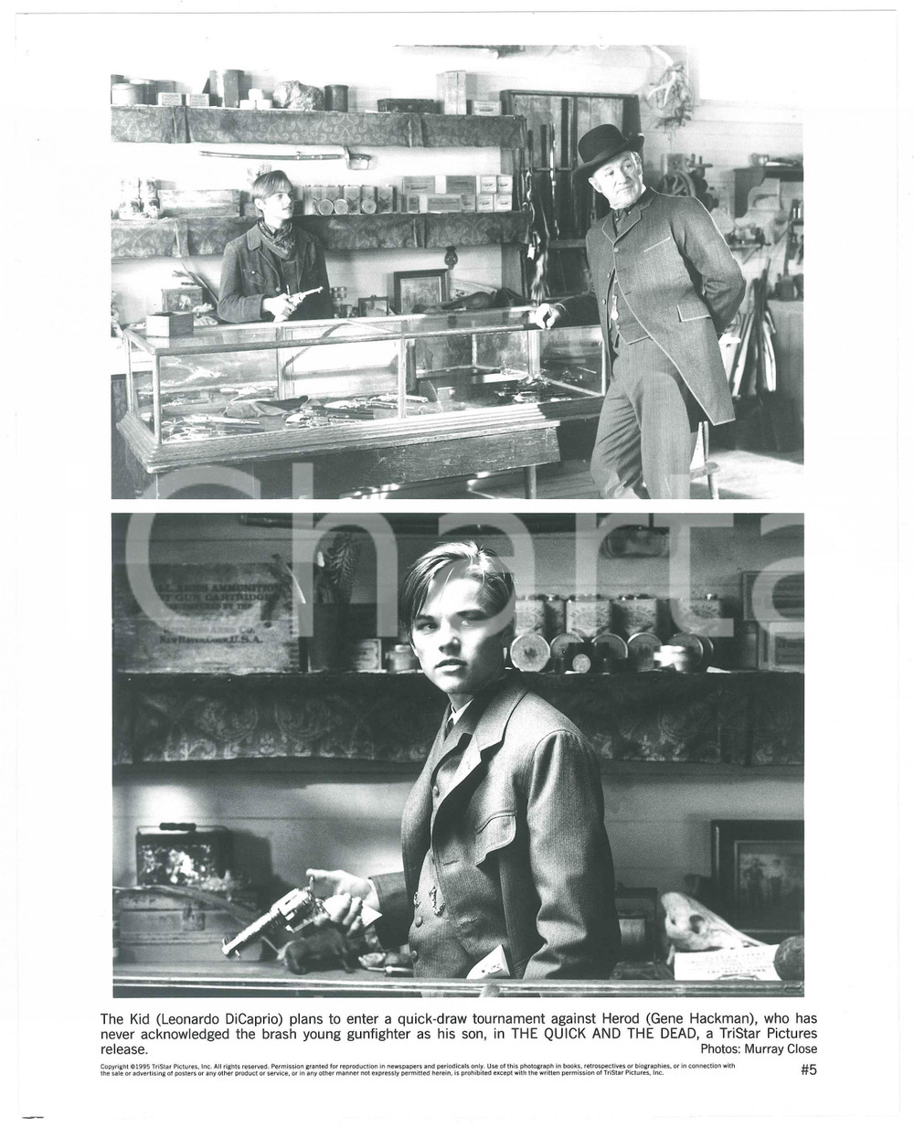 Materiale cinematografico d’epoca 1995 THE QUICK AND THE DEAD Gene HACKMAN Leonardo DiCAPRIO  Foto 20x25 cm 2 1