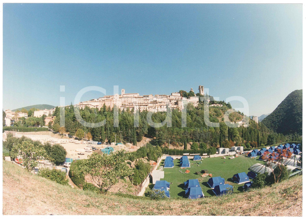 Fotografia d epoca originale 1997 TERREMOTO DI NOCERA UMBRA Tendopoli  Foto 25x18 cm 1