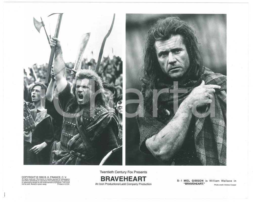 1995 CINEMA - BRAVEHEART Mel GIBSON as William WALLACE Photo 25x20 cm