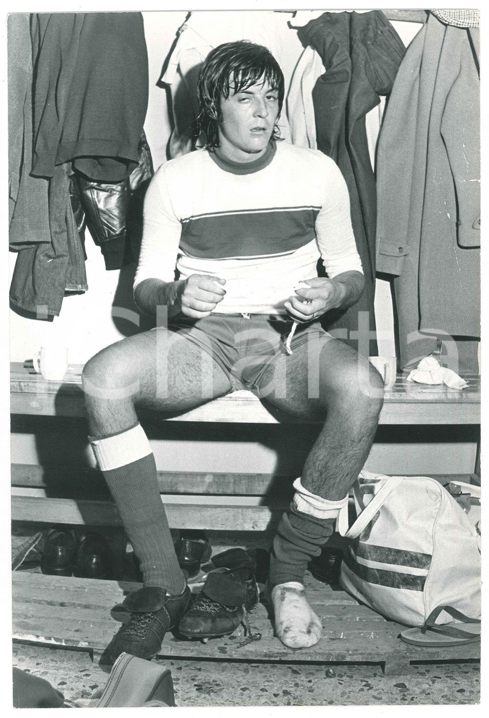 Fotografia d epoca originale 1970 ca ITALIA Adriano PANATTA  Partita di calcio 9 Foto 20x30 cm 1