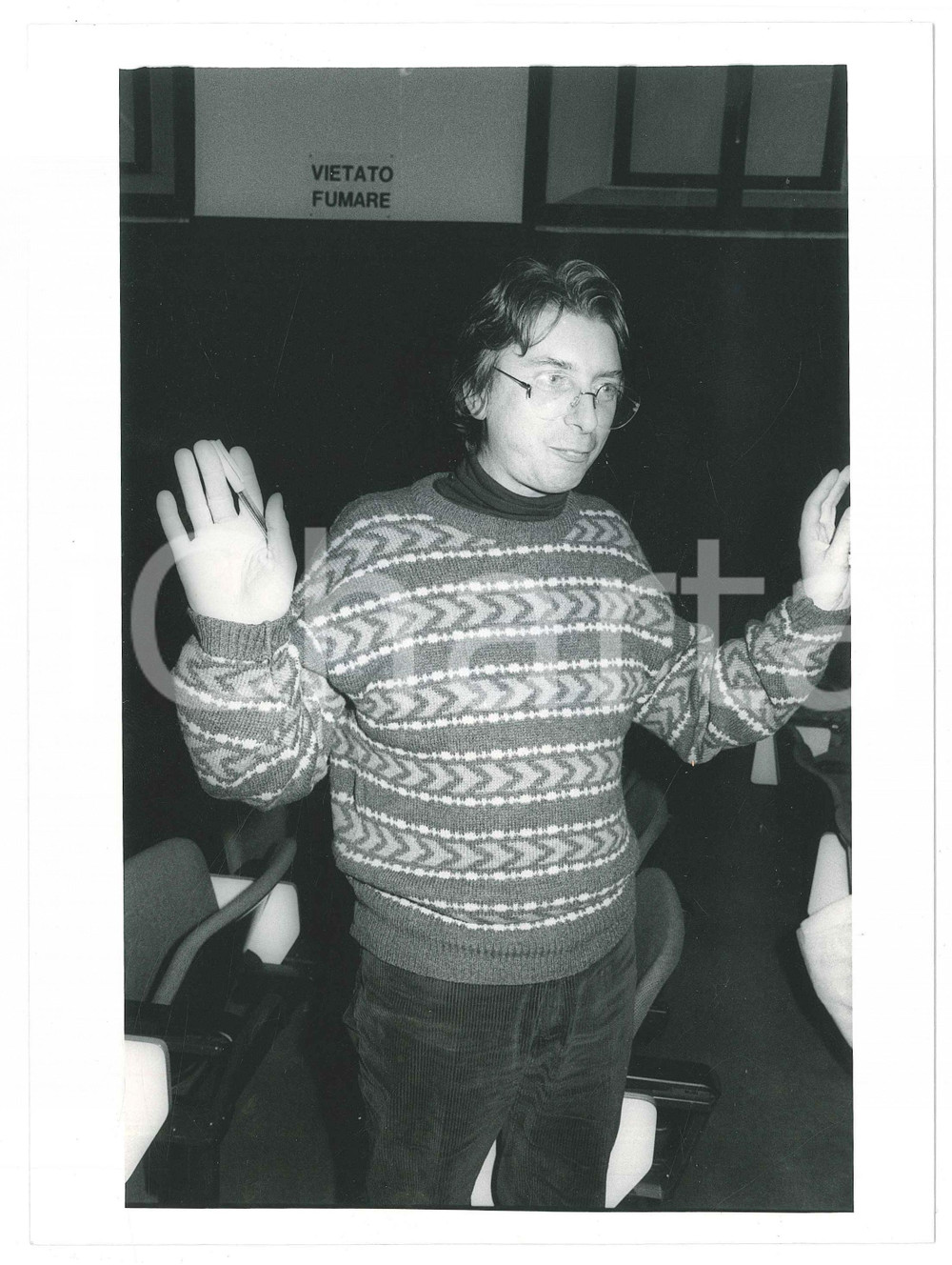 Fotografia d epoca originale 1985 ca COSTUME ITALIA Politico Alexander LANGER  Ritratto  Foto 18x24 cm 1 1