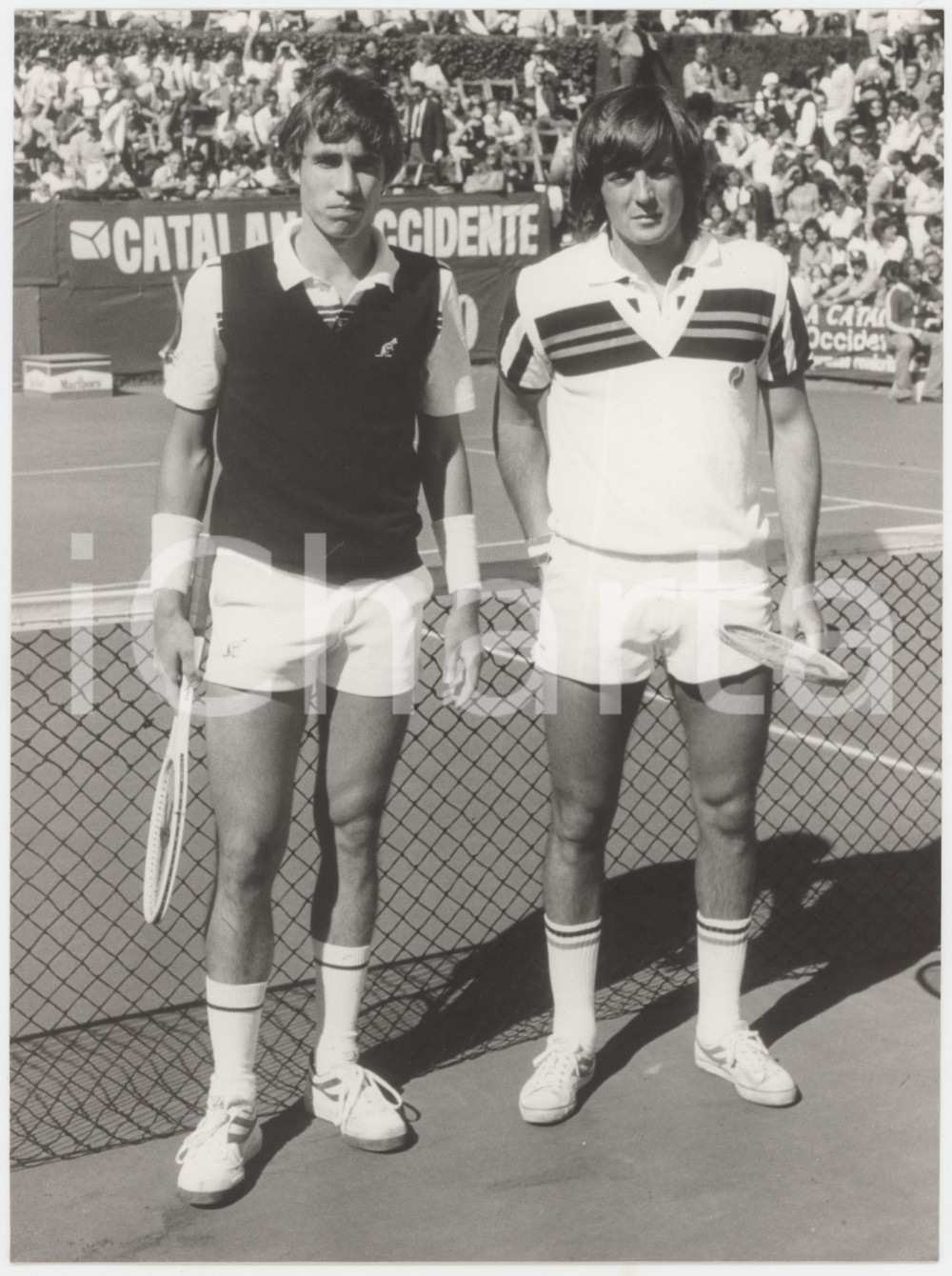 Fotografia d epoca originale 1975 ca TENNIS Adriano PANATTA Ivan LENDL Foto 18x24 cm 1