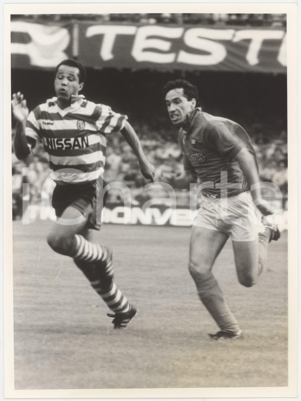 Fotografia d epoca originale 1989 COPPA UEFA Napoli vs. Sporting Lisbona  Antonio CARECA e LUISINHO Foto 1 1