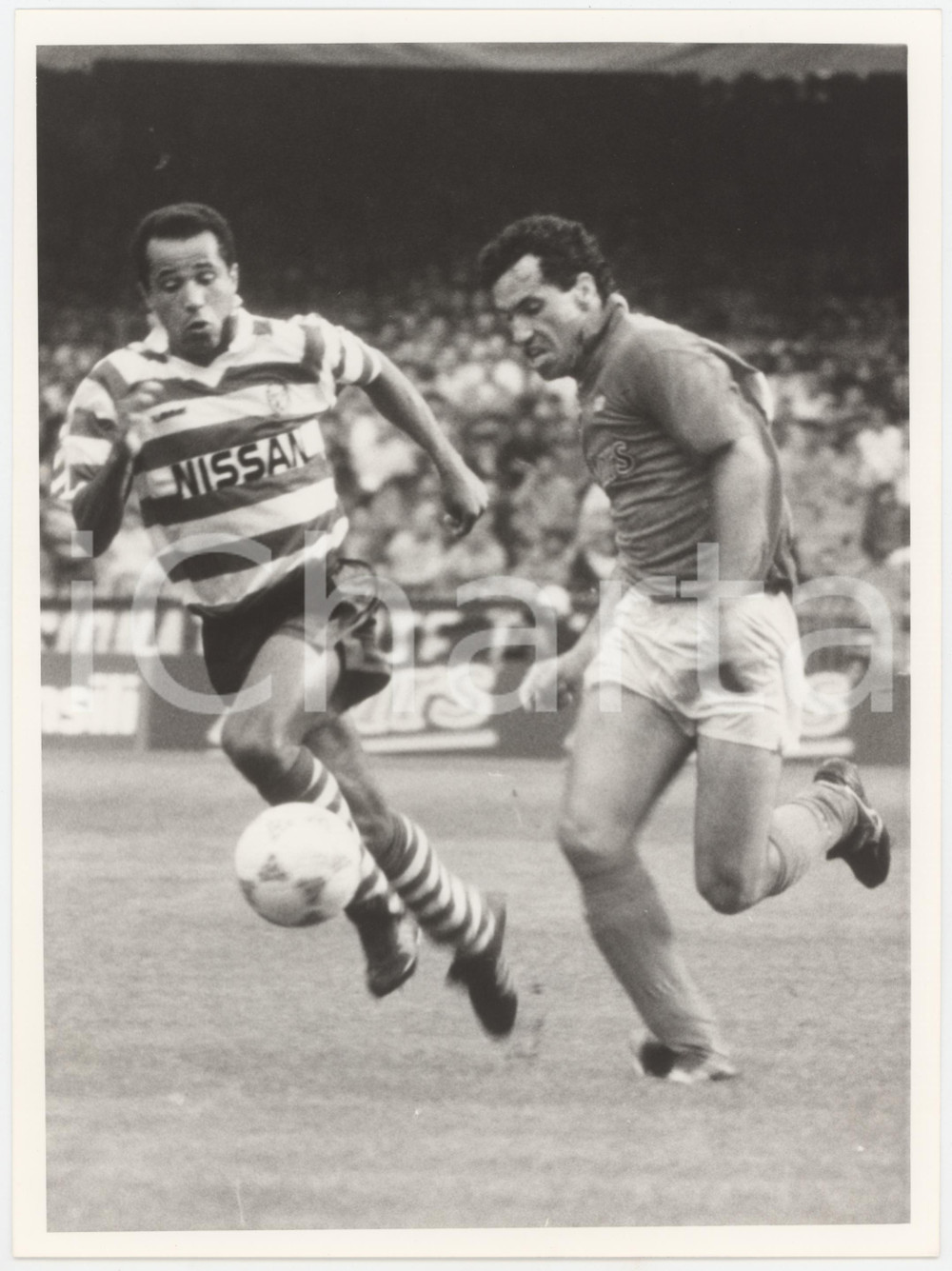 Fotografia d epoca originale 1989 COPPA UEFA Napoli vs. Sporting Lisbona  Antonio CARECA e LUISINHO Foto 1
