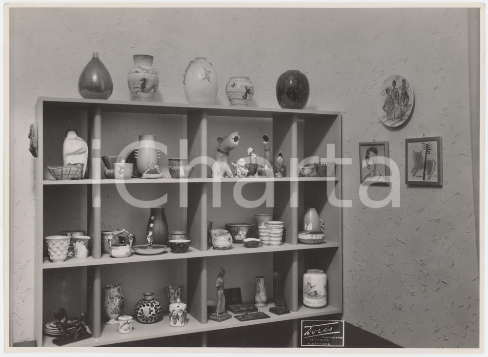 Fotografia d epoca originale 1938 ALESSANDRIA D EGITTO Mostra Artigianato Italiano  Ceramiche Foto DORÃ‰S 1