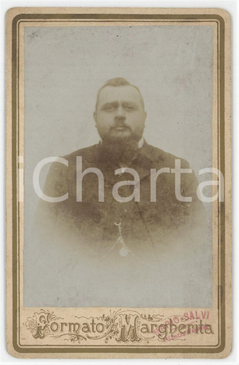Fotografia d epoca originale 1890 ca ITALIA Ritratto maschile  Busto Foto Mario SALVI dilettante 8x13 cm 1