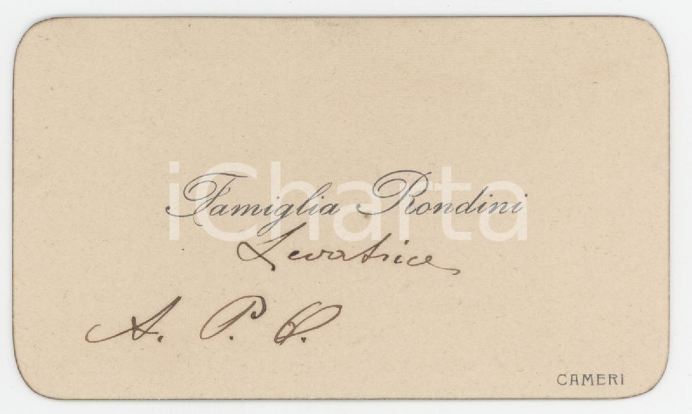 Oggetto da collezione cartaceo 1912 CAMERI NO Famiglia RONDINI  Levatrice  Biglietto da visita 1