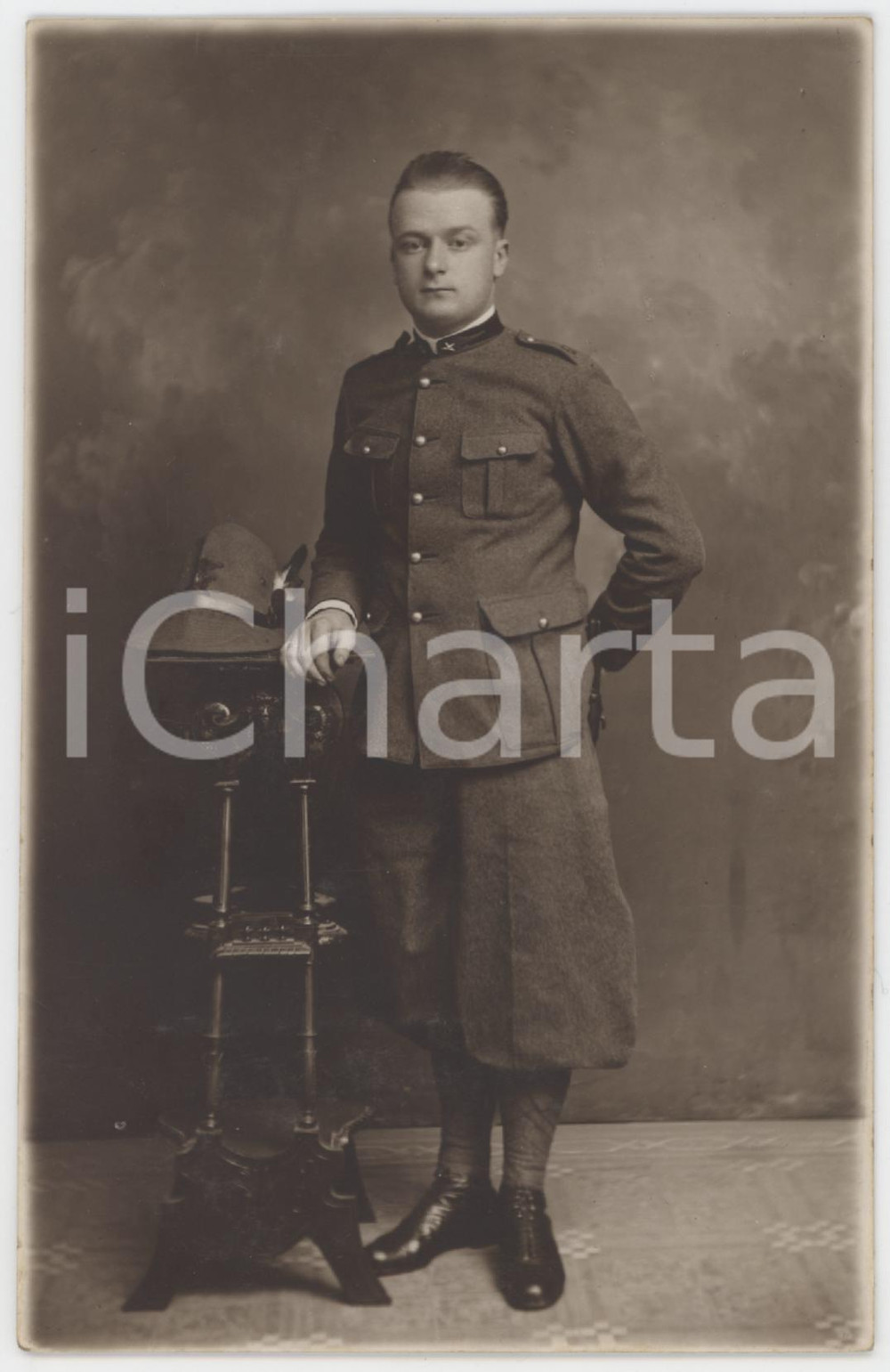 Fotografia d epoca originale 1915 ca WW1 REGIO ESERCITO Giovane ufficiale  ALPINI  Foto 9x14 cm 1