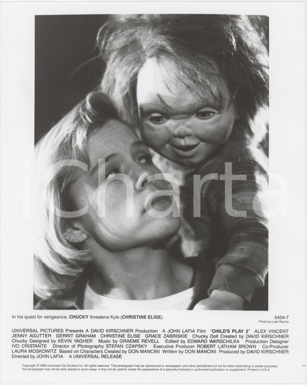 Materiale cinematografico d’epoca 1990 Child s Play 2  Christine ELISE con la bambola assassina CHUCKY  Foto 1