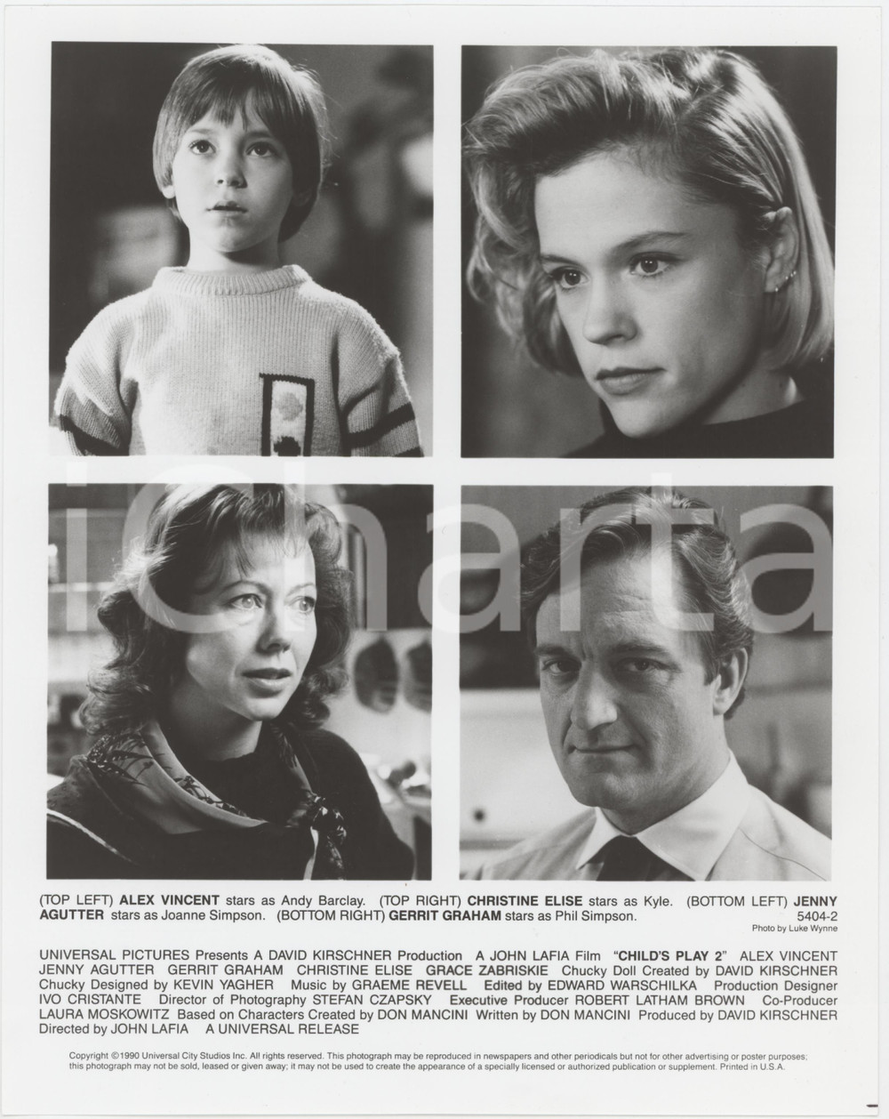 Materiale cinematografico d’epoca 1990 Child s Play 2  Alex VINCENT Christine ELISE Jenny AGUTTER Gerrit GHAHAM 1