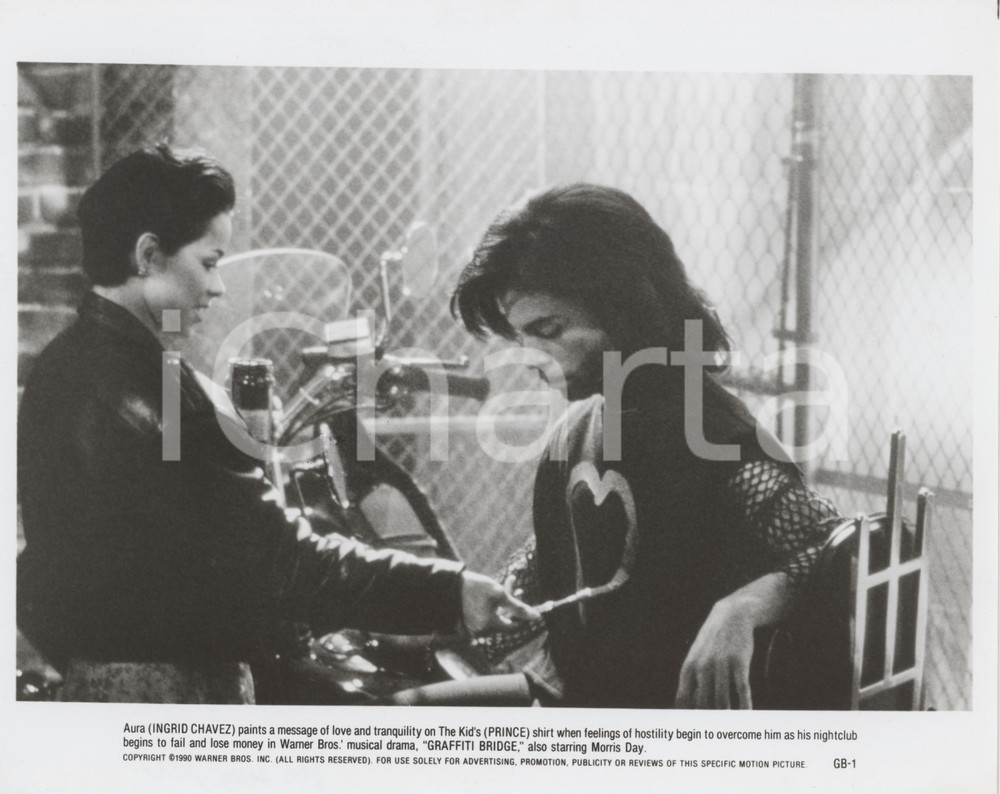 Materiale cinematografico d’epoca 1990 CINEMA Graffiti Bridge  PRINCE Rogers Nelson e Ingrid CHAVEZ Foto 25x20 1