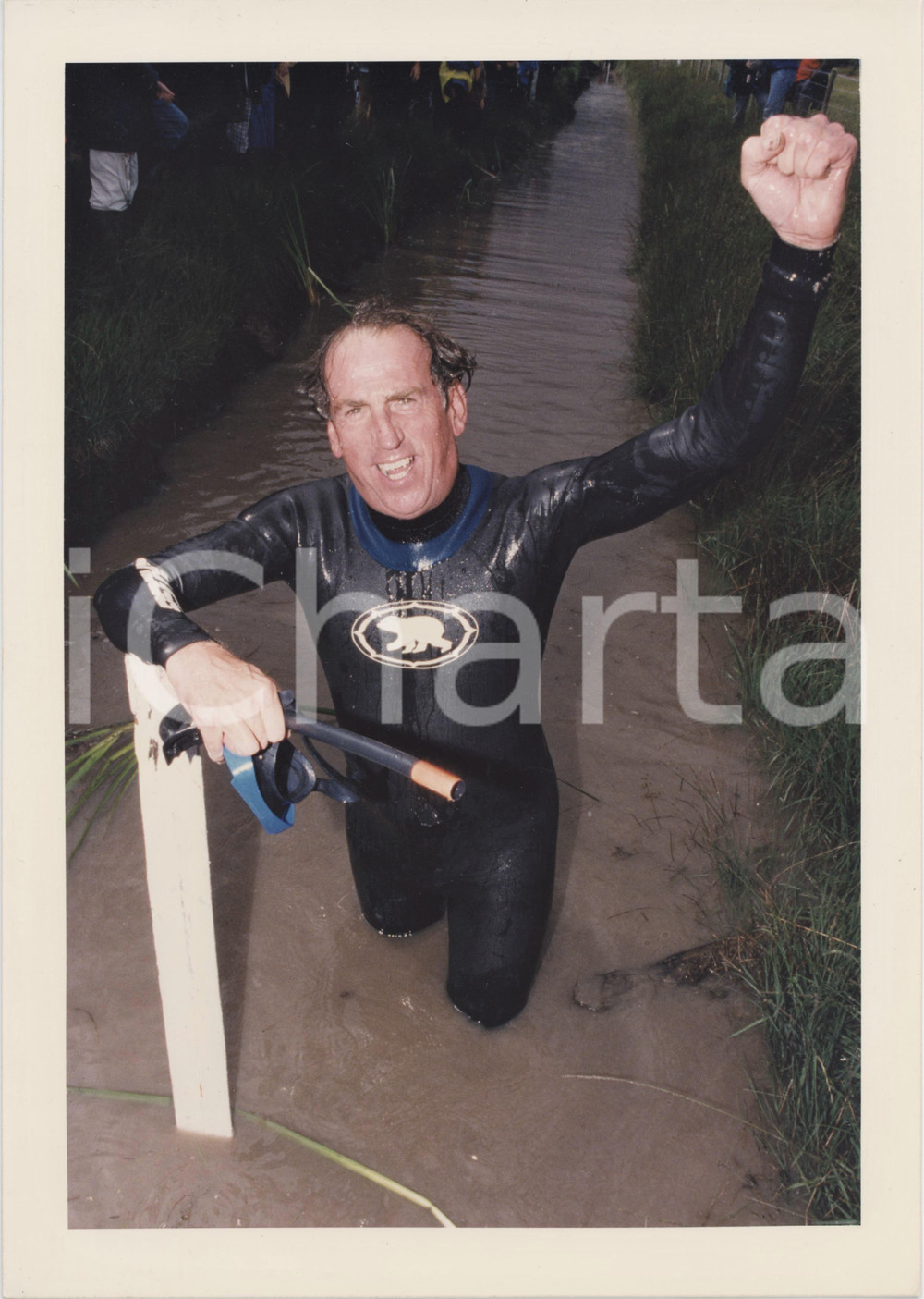 Fotografia d epoca originale 1996 LLANWRTYD WELLS  11th World Bog Snorkelling Championship  Photo 21x30 cm 1
