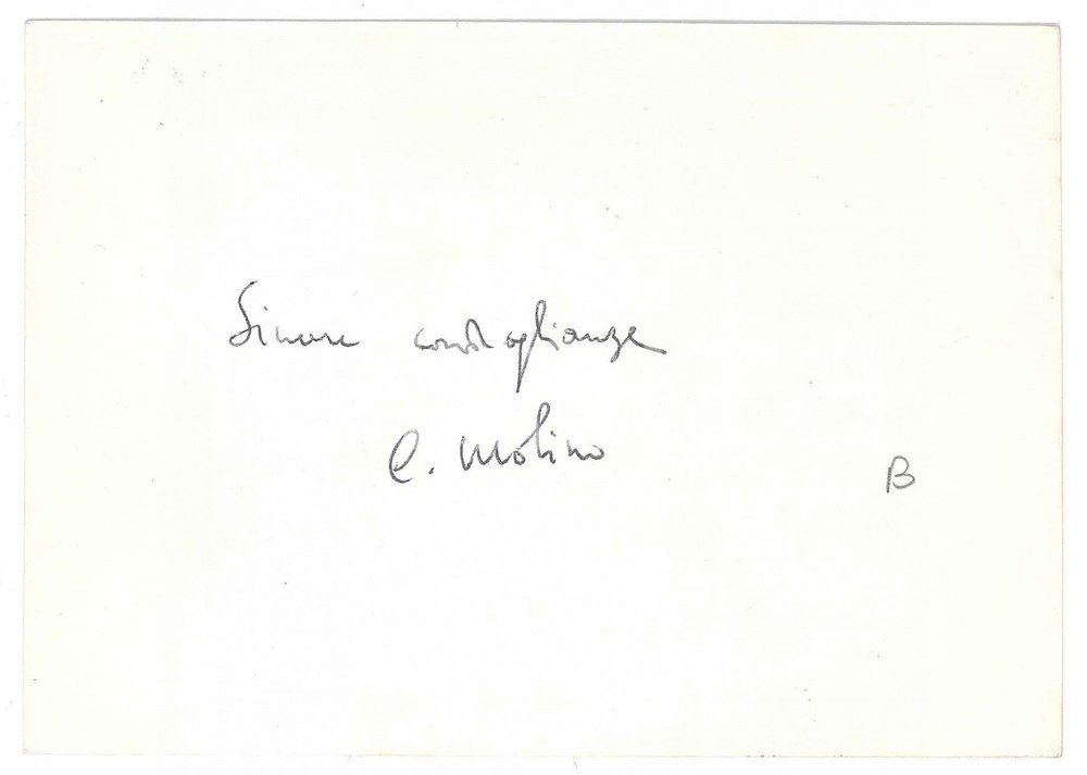 Autografo originale 1980 NAPOLI Prof. Comm. Corrado MOLINO  Biglietto per condoglianze AUTOGRAFO 1