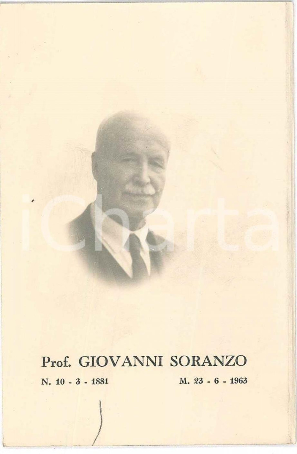 Oggetto da collezione cartaceo 1956 PADOVA  AZIONE CATTOLICA In memoria di Giovanni SORANZO Santino 7x11 cm 1
