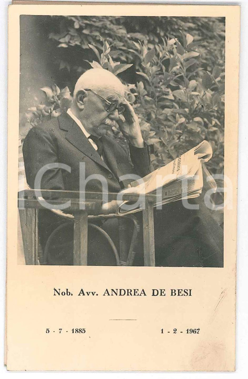 Oggetto da collezione cartaceo 1967 In memoria dell Avvocato Andrea DE BESI Santino ILLUSTRATO 1 1