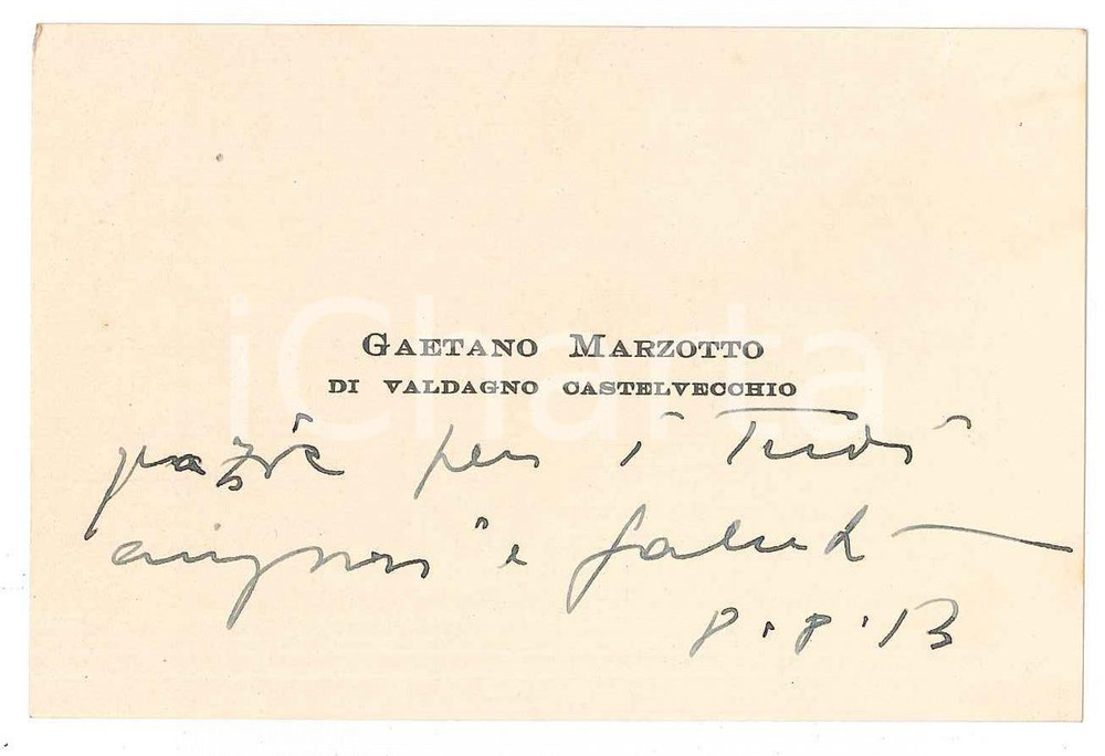 1943 VALDAGNO Biglietto Gaetano MARZOTTO - Auguri - AUTOGRAFO
