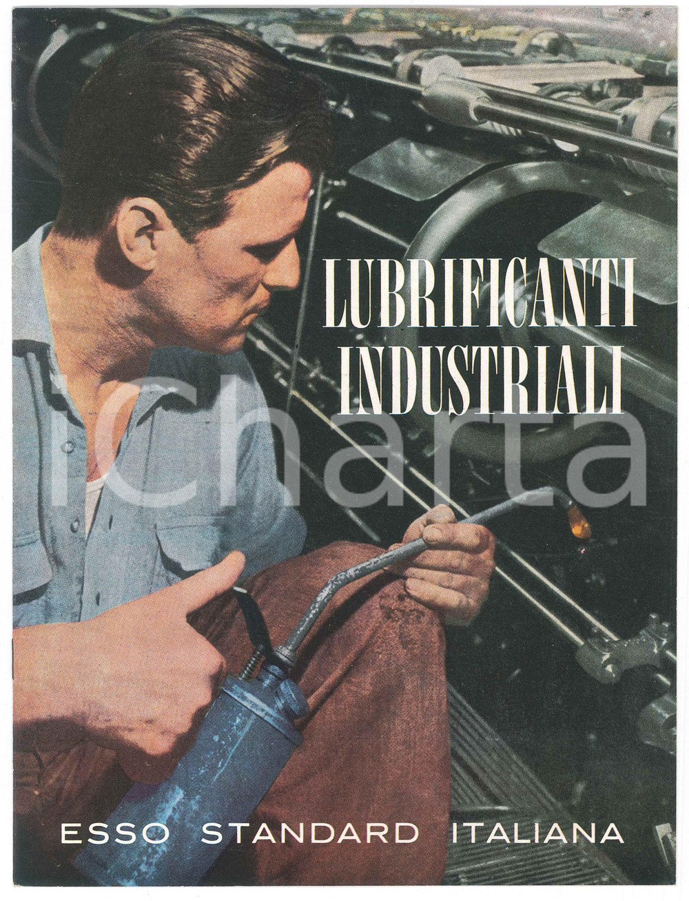 Materiale pubblicitario d’epoca 1955 ca ESSO STANDARD ITALIANA Lubrificanti industriali Pubblicazione ILLUSTRATA 1
