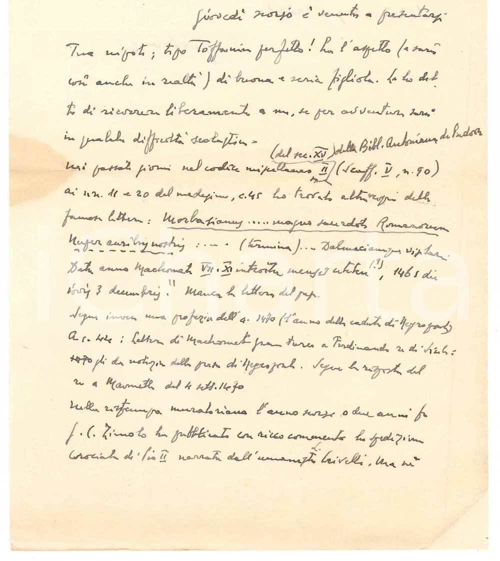 Autografo originale 1952 MILANO UniversitÃ  CATTOLICA  Lettera Giovanni SORANZO  AUTOGRAFO 1