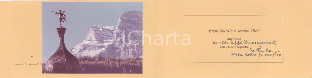 Autografo originale 1985 PADOVA Biglietto Libero MARZETTO  VERA FOTO Monte PELMO  AUTOGRAFO 1