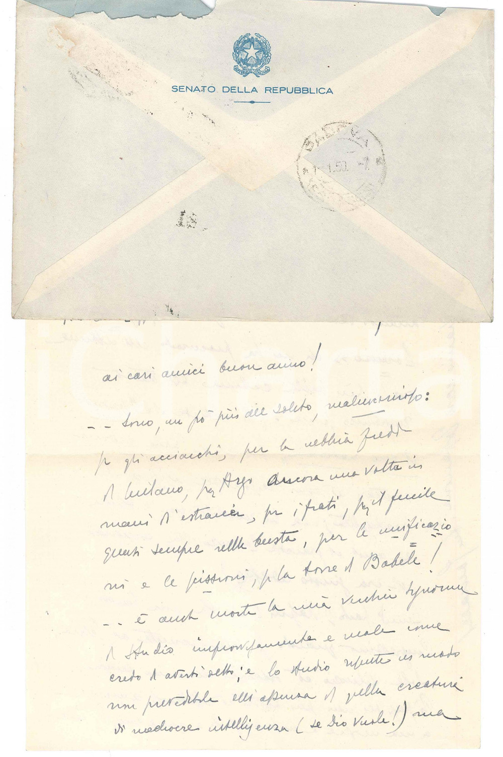 Autografo originale 1949 MILANO Lettera senatore Enrico GONZALES a un collega  AUTOGRAFO 1